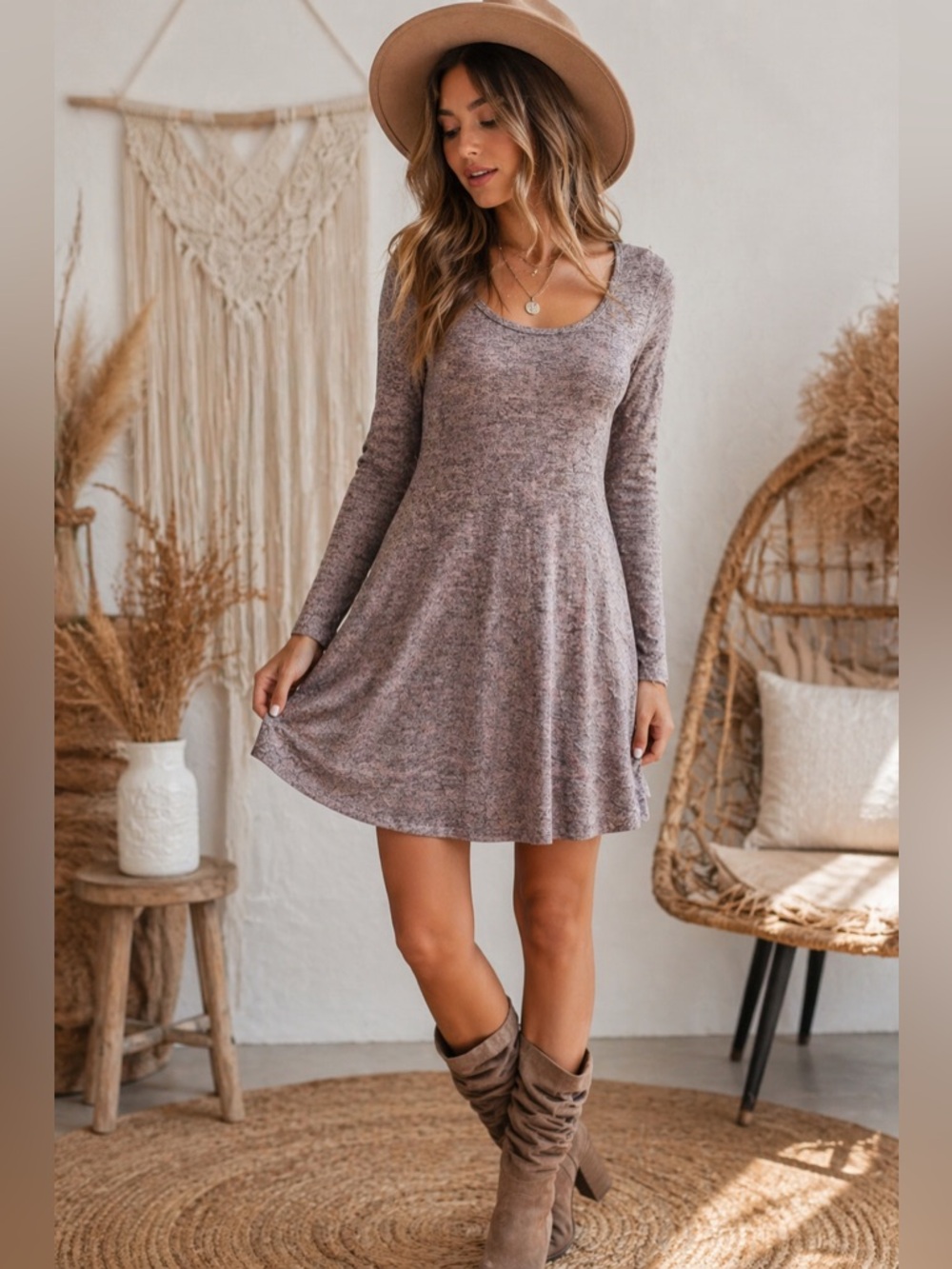 ✨🤎 French Atmosphere Knit Dress/Tunic – Effortless Boho Chic! 🤎✨